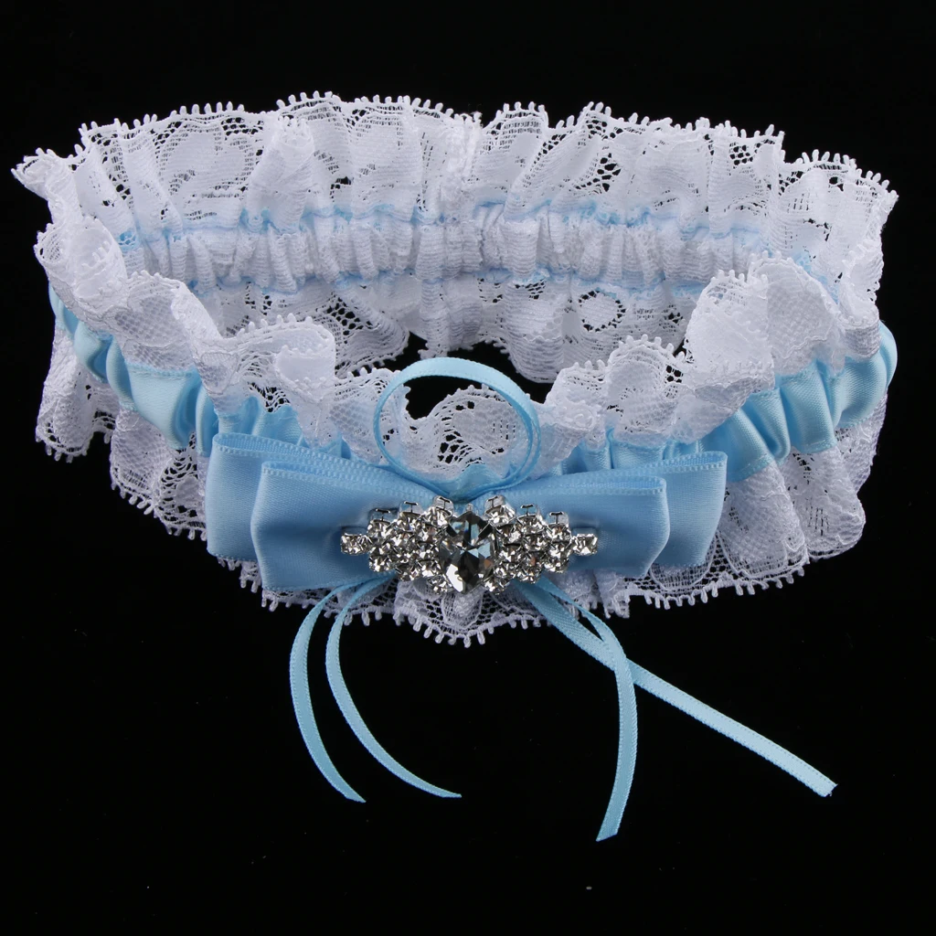 Women Girls Ribbon Crystal Garter Applique Garter Sexy Garters Bridal Thigh Ring Bridal Lace Leg Ring LoopParty Fancy Dress