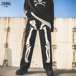 Pantalones vaqueros negros de gran tamaño para hombre, ropa de calle, Hip Hop, Harem, de cintura alta, 2021