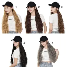 Женщины Длинные вьющиеся синтетические волосы с шляпой большая волна бейсбол шляпа парик Y1AC