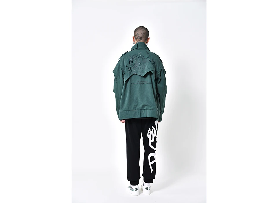Wookong Winter new in men's denim jacket Street Fashion clothes deconstructionism with sense victory armor of modern fit