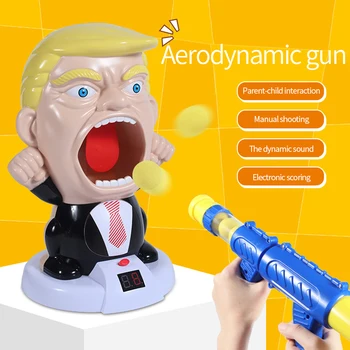

LED Audible Toys US President Donald Trump 2020 Doll with Scoring Air Powered Shooting Gun Target Game Funny Gift for Children