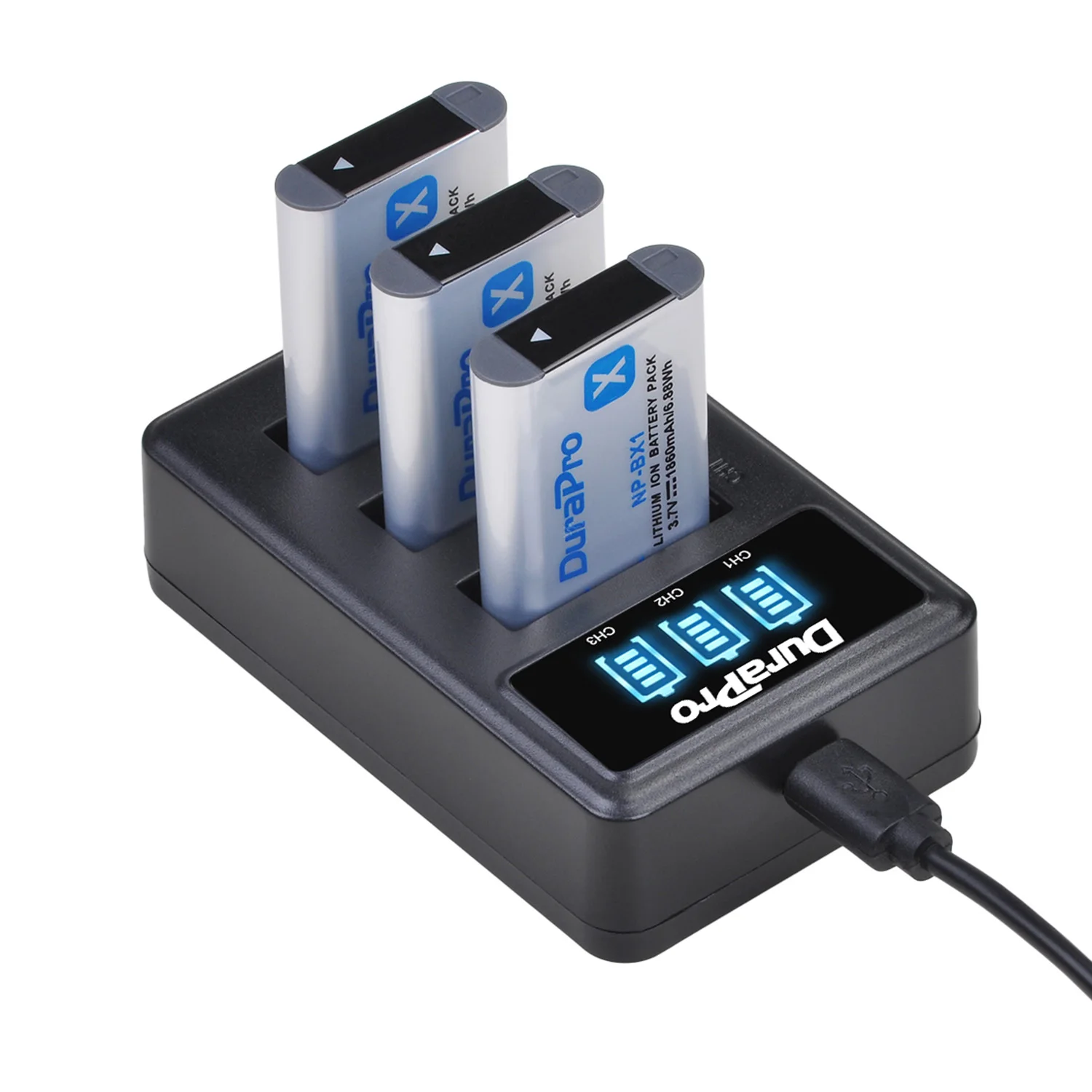 DuraPro 1860mAH NP-BX1 NPBX1 Battery + LED 3 Slots Charger For Sony ZV-1 FDR x3000 HDR as300 DSC rx100 iii DSC RX1 RX100iii camera battery,camera battery charger,rechargeable battery charger