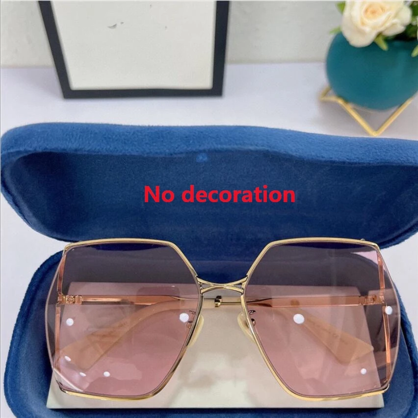 Retro Clear Solid Color Big Square Metal Frame Rhinestone Stars GG0817 Sunglasses Luxury Brand Transparent Shades Women 2021 square sunglasses Sunglasses