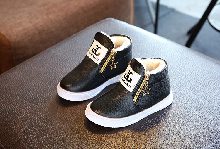 Chaussures Enfants/зимние сапоги для мальчиков и девочек; модные детские зимние сапоги; низкие короткие сапоги; детские зимние сапоги; Chaussure Enfant Hiver - Цвет: winter black