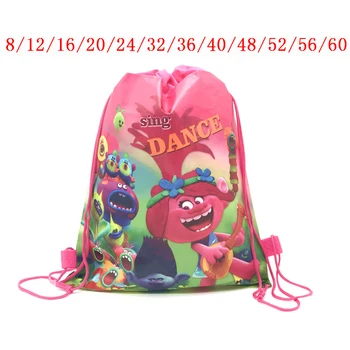 

8/60Pcs New Trolls World Tour Drawstring Kids Favor School Bag Non-woven Fabrics Storage Gift Bags Backpack Lightweight Portable