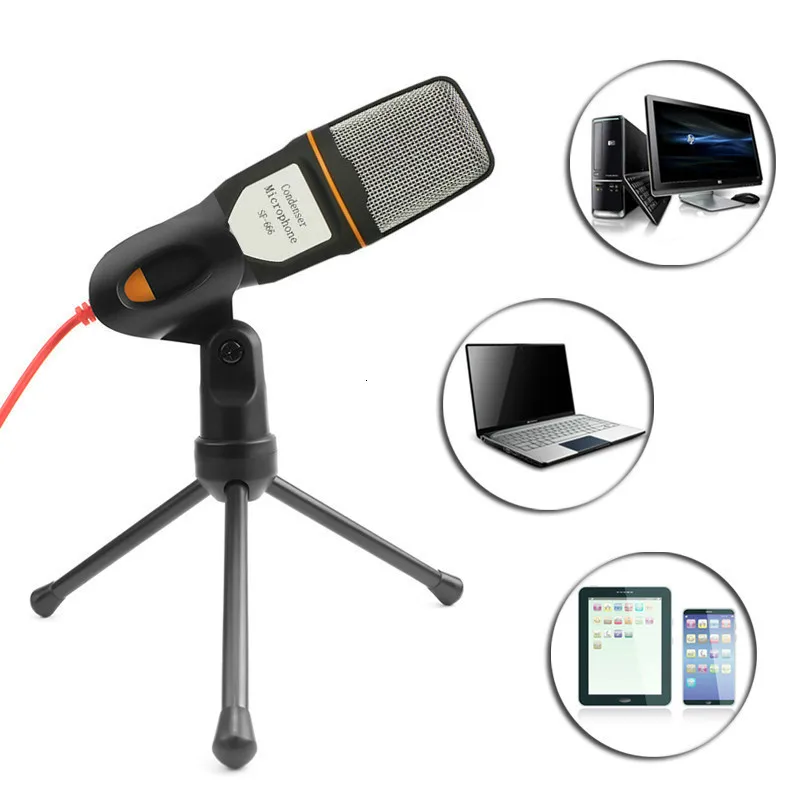 

Hot Sf 666 Condenser Microphone Studio Audio Microphone With Tripod Stands Computer Microphones For Online Teacher Class VIPKIDS