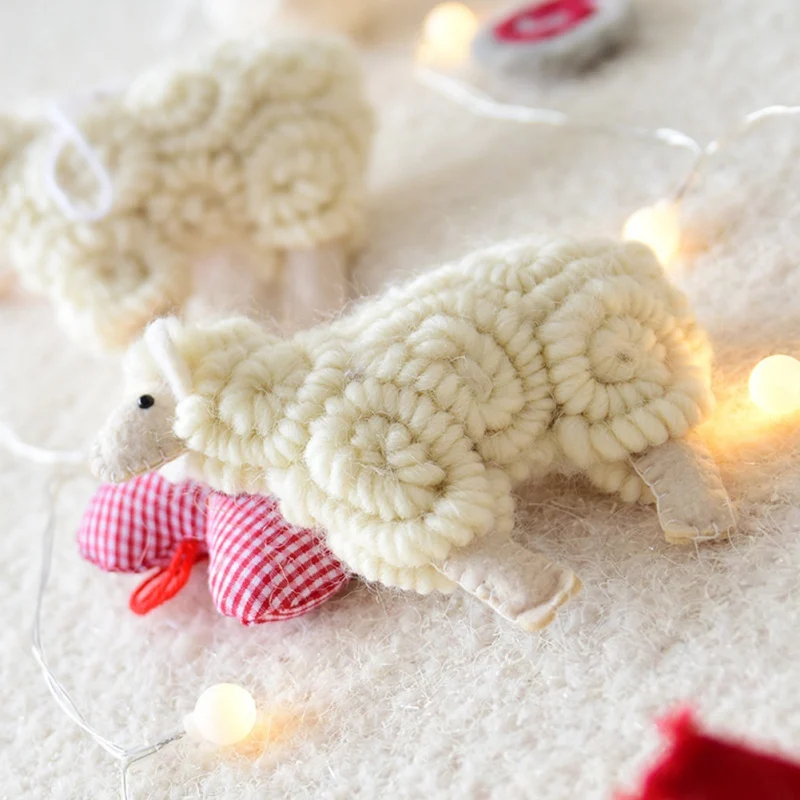 Подвесные рождественские украшения в скандинавском стиле из фетра ручной работы, маленькие овечки, вечерние