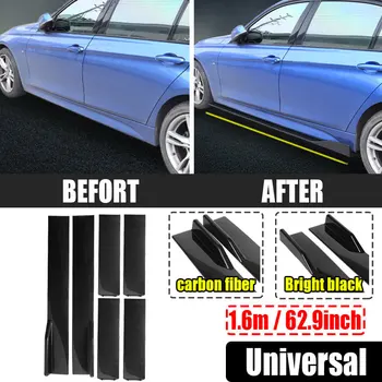 

1Set Universal Car Side Skirt Extensions For Honda Audi Lexus Carbon Fiber Bright Black 1.6m/ 62.9inch For BMW For Benz Audi