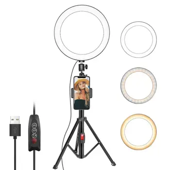 

Neewer 10 Inches Selfie Ring Light with Tripod Stand and Cell Phone Holder for Live Stream/Makeup, Mini Led Camera Ringlight