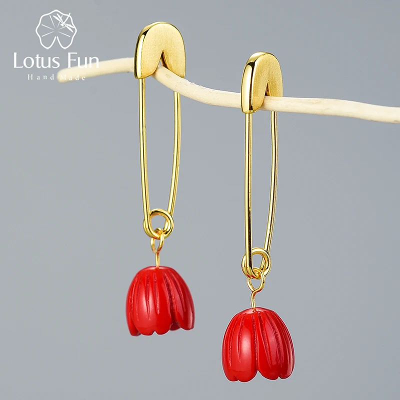 Женские серьги цветок розы Lotus Fun изящные подвески ручного изготовления из настоящего серебра 2020 пробы