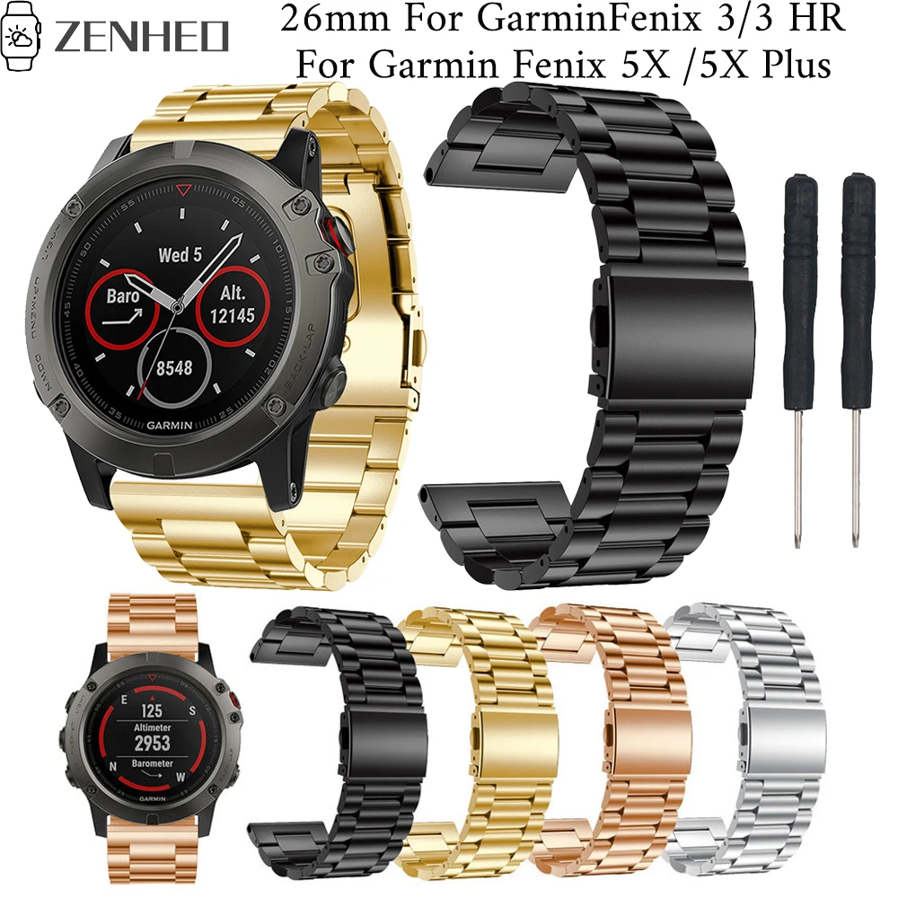 

26mm Stainless Steel strap For Garmin Fenix 5X/5X Plus frontier/classic bracelet For Garmin Fenix 3/3 HR Smart Watch band