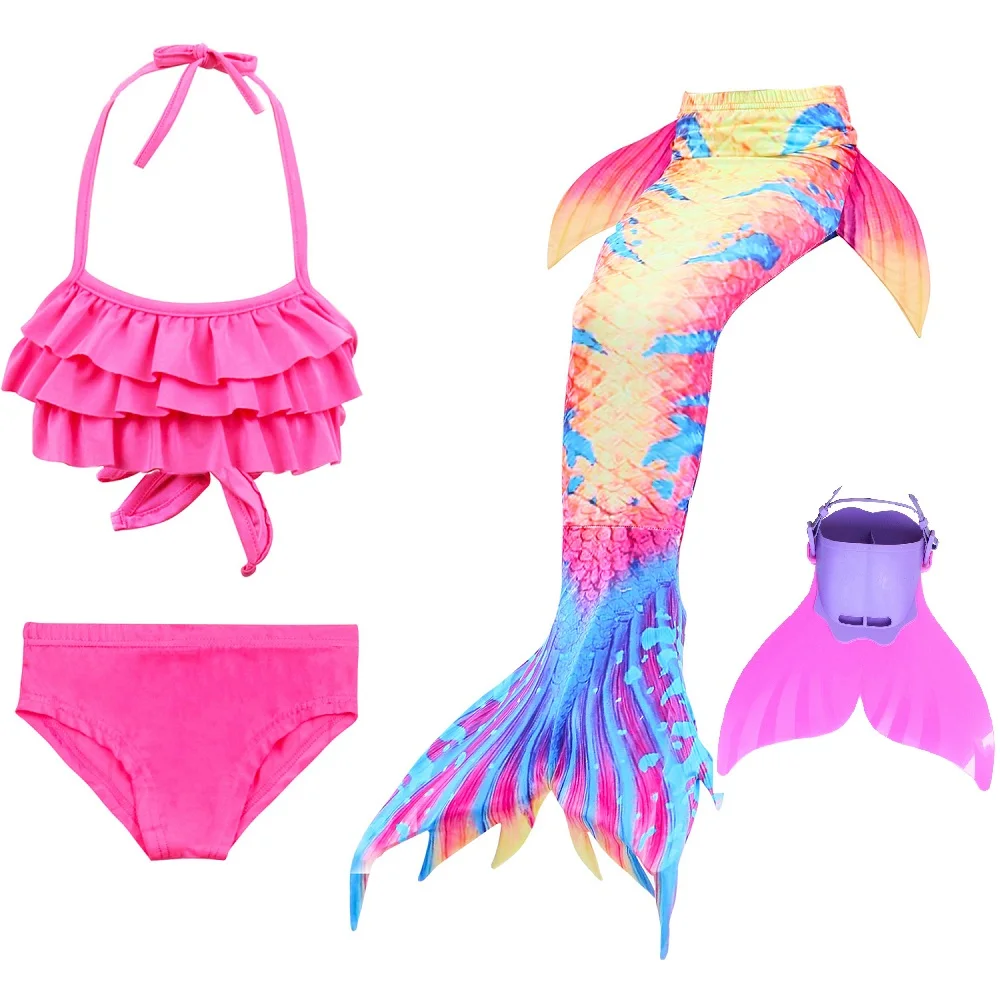 Hot Girls Mermaid Tail With Monofin For Swim Mermaid Swimsuit Mermaid Dress Swimsuit Bikini cosplay costume - Color: DH6348 set 2