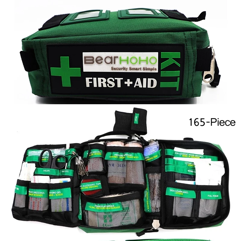 

165-Piece Hiking Survival Kits Emergency Medical Rescue First Aid Kit Bag for Workplace Outdoors Car Luggage Adventure Trips
