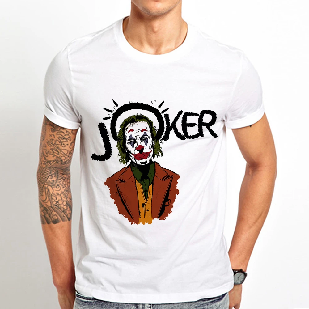 Забавная Мужская футболка joker 2019 с хоакином Фениксом новинка белая Повседневная