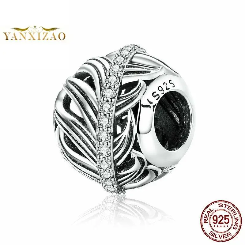 

Feather love Diy accessories 925 silver original letter beads for jewelry making Fit pandora charms bracelet