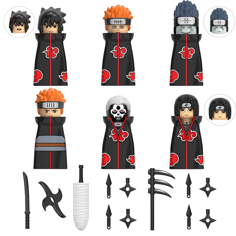 

6 шт./компл. Японские Аниме фигурки героев конструктора аксессуары головные игрушки для детей Рождественский подарок KDL801