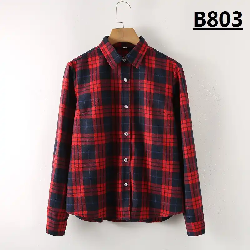 women's plus size red and black plaid shirt