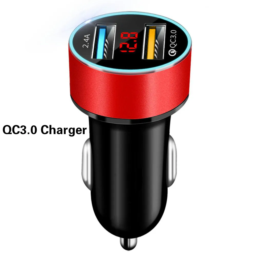 Red QC3.0 Charger QC 3,0 3.1A 3.4A Dual USB Автомобильное зарядное устройство металл Быстрая зарядка 3,0 быстрое зарядное устройство для автомобиля USB ЗУ для мобильного телефона для iPhone X Xiaomi 9 - Тип штекера: Red QC3.0 Charger
