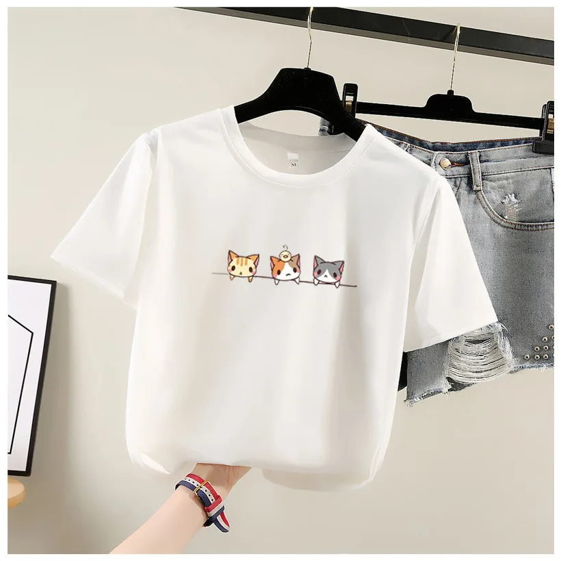2020 new summer short sleeve T-shirt women's Korean women's fashion students' loose and versatile half sleeve bottomed shirt