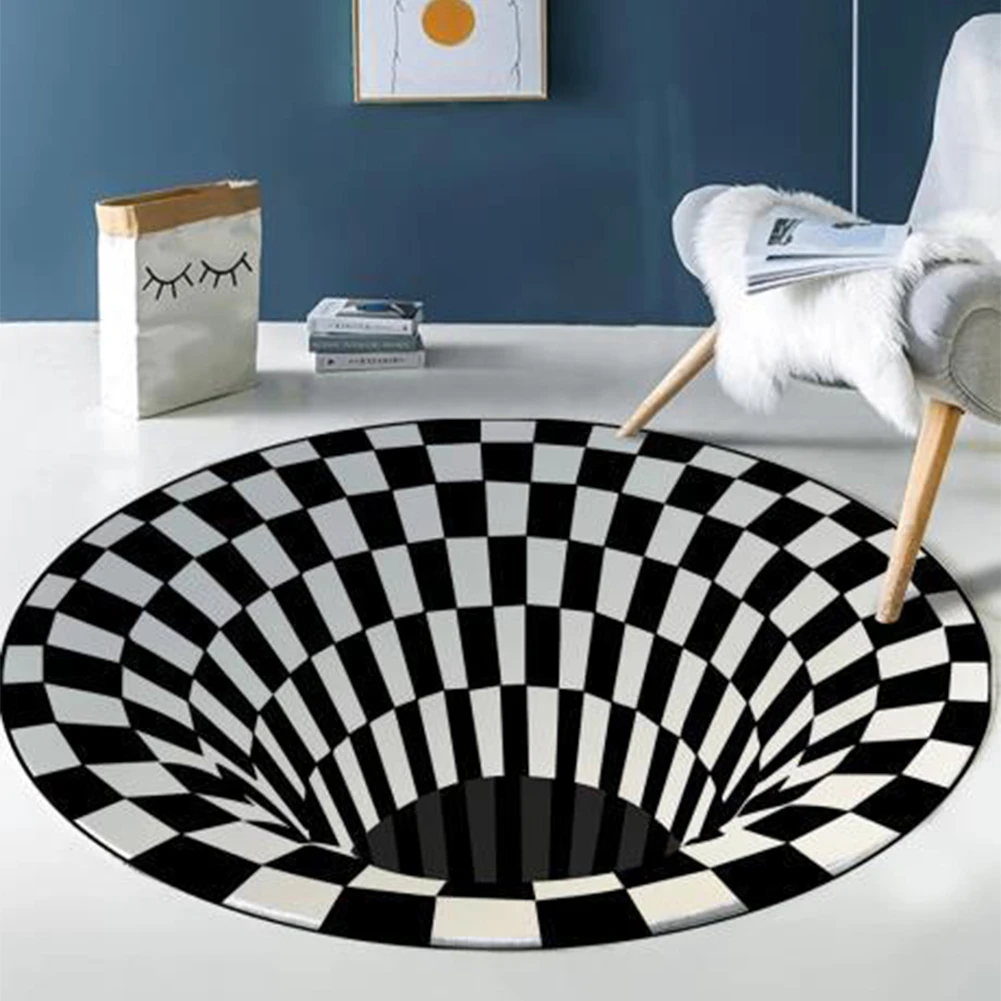 3D Swirl Print Optical Illusion Area Rug Carpet Non-slip Floor Pad Doormat Mats