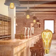 ST64 110 V/220 V Светодиодная лампа Эдисона с регулируемой яркостью сердце Форма мягкий светильник накаливания Античная Стиль Винтаж светильник лампочка