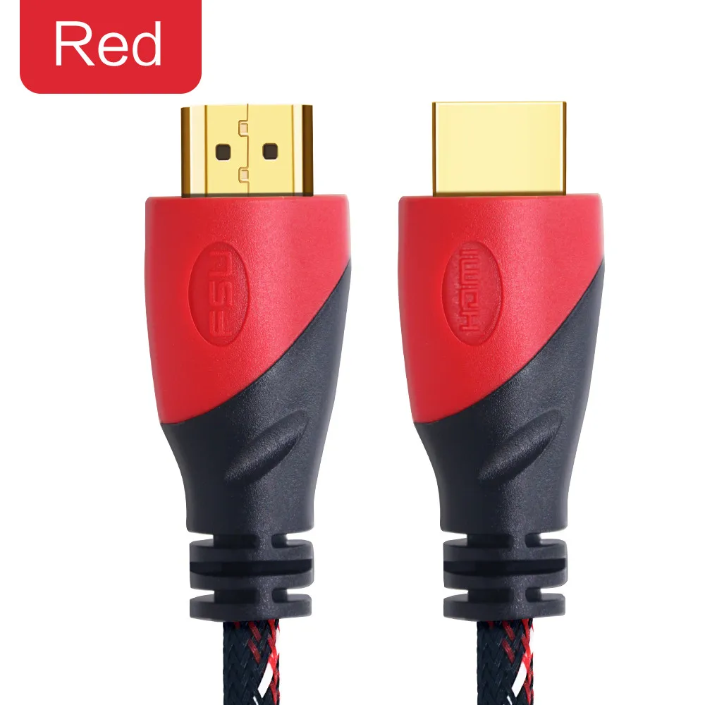 Red and black Нейлон плетёный Кабель HDMI 0,5 м 1 м 2 м 3 м 5 м 8 M 10 м кабель HDMI 1080 P 3D для PS4 Xbox проектор HD ЖК-дисплей Apple ТВ ПК ноутбук компьютер - Цвет: Red and black