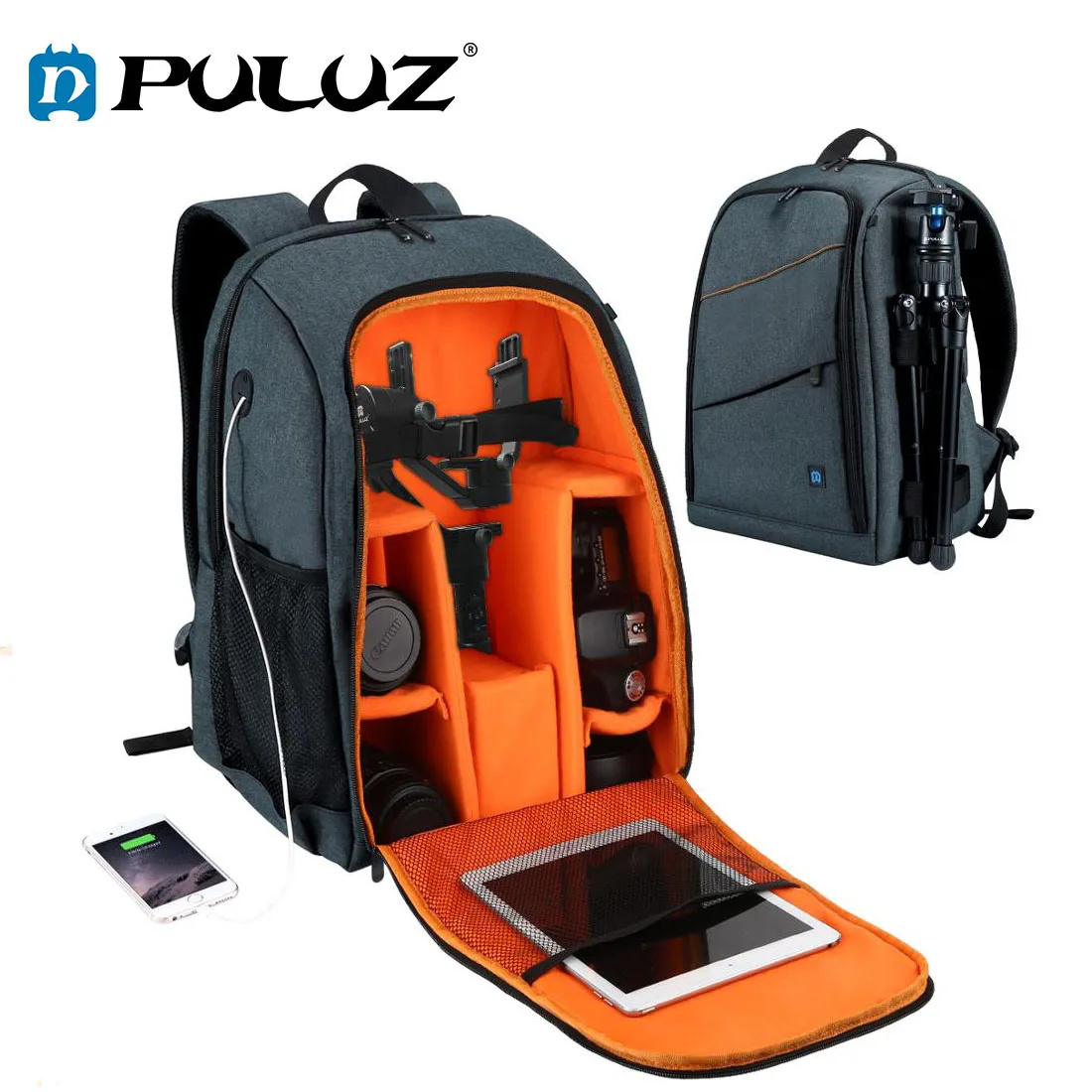 PULUZ-mochila portátil impermeable para exteriores, bolsa de doble hombro a prueba de arañazos para cámara Digital DSLR, para foto y vídeo, para ordenador portátil