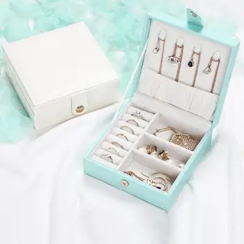 

Newest Mini Stud Earrings Rings Jewelry Box Useful Makeup Organizer Leather Bracelet Necklace Organizer Gifts Boxes Dropshipping