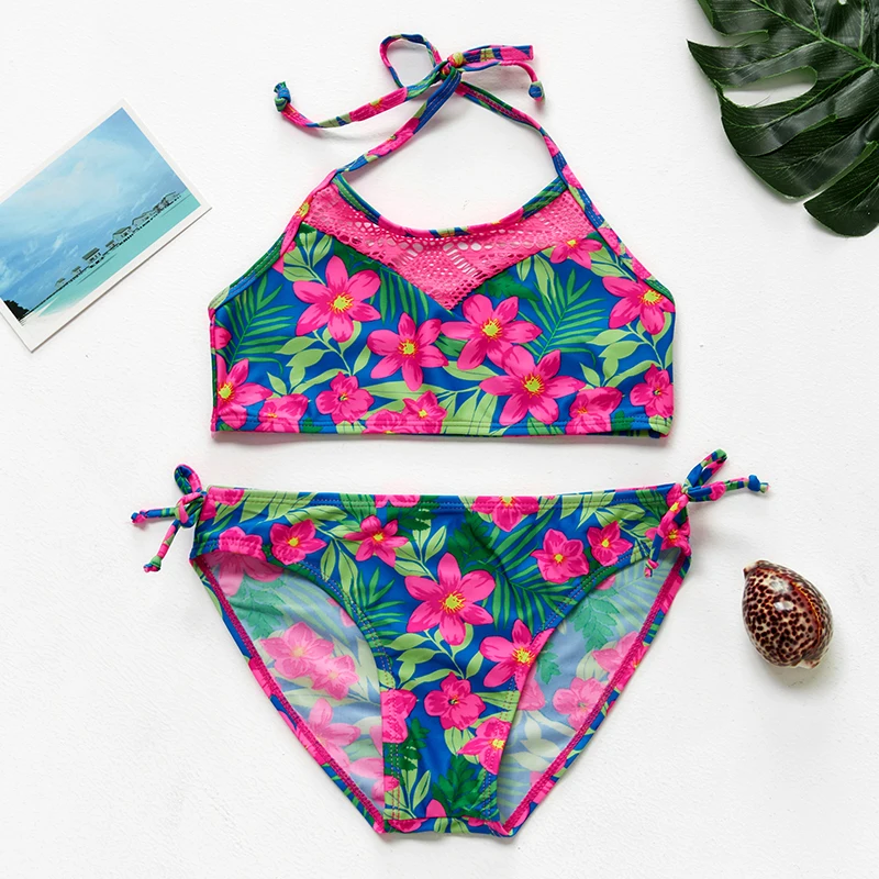 Girls Floral Beachwear Swimsuit Set 