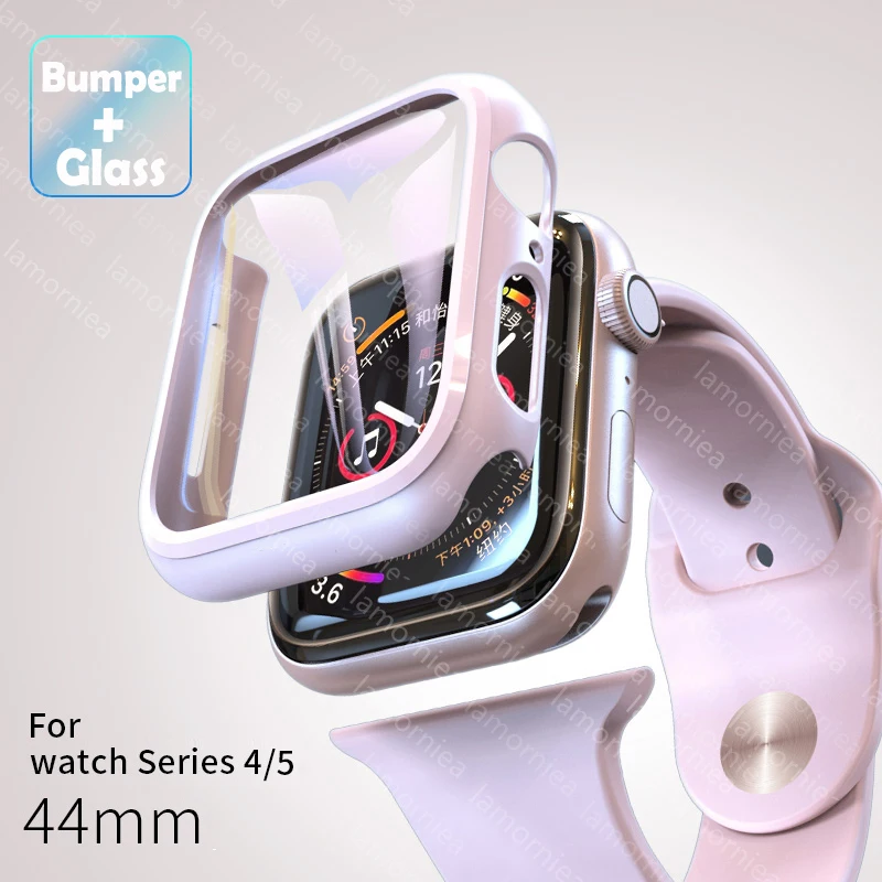 Чехол + закаленное стекло для Apple Watch 40 мм 44 Series 5 4 защита экрана чехол-бампер iwatch 3 42