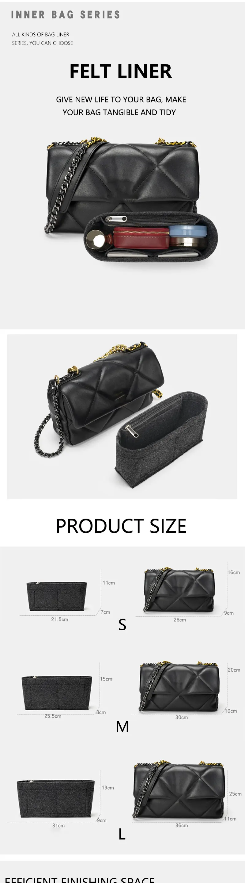 BAMADER Insert Handbag Women Makeup Organiser Felt Insert Bag liner Travel Organizer Portable Cosmetic Bag Shaper For Neonoe BAMADER Insert Handbag Women Makeup Organiser Felt Insert Bag liner Travel Organizer Portable Cosmetic Bag Shaper For Neonoe