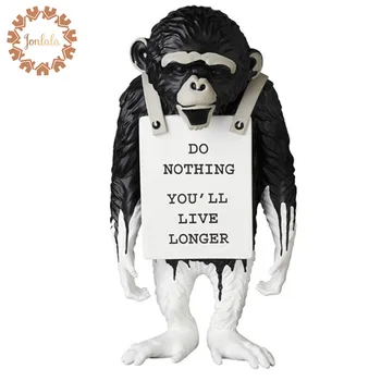 

36cm Monkey Street Art Famous Artist Banksy Monkey Sign Statue Creative Resin Art&Craft Modern Decorations For Home Ornaments