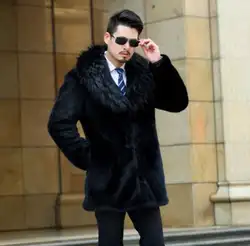 Черная Осенняя мужская кожаная куртка из искусственной норки зимнее утепленное кожаное пальто с мехом мужские тонкие куртки jaqueta de couro fashion