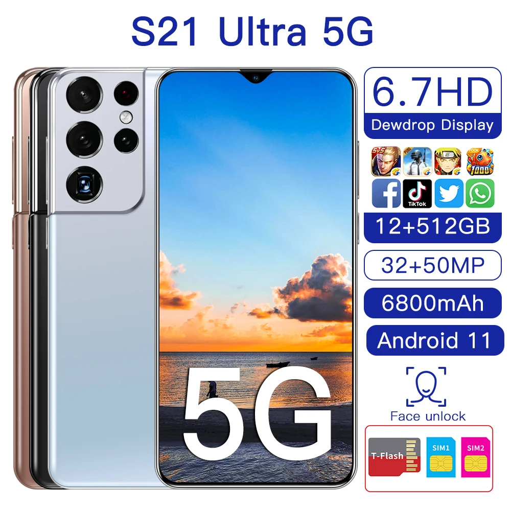 Galxy S21 ультра 5G 12 ГБ 512 6 7 дюймов Android10 смартфон глобальная версия 6800 мА/ч полный