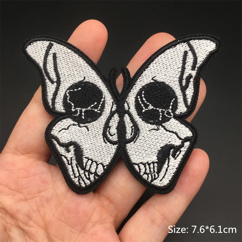 Black and White Ghost Zipper Embroidered Iron-On Punk Patches