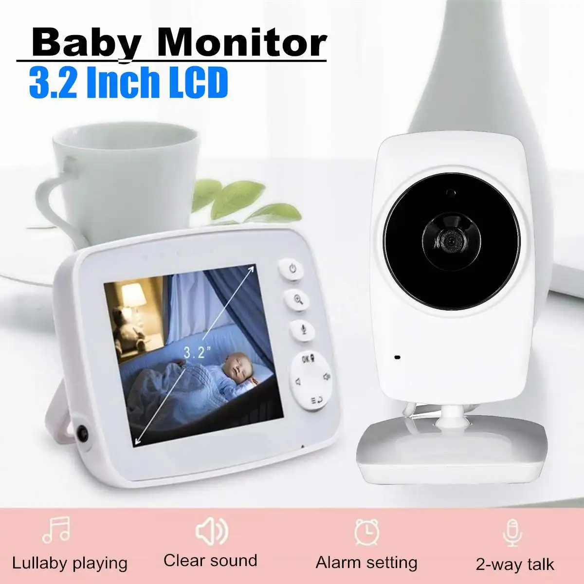 

Digital Wireless Baby Monitor LCD Display Video Baby Monitor Nanny Temperature Monitoring Lullaby 2 Way Audio IR Night Vision