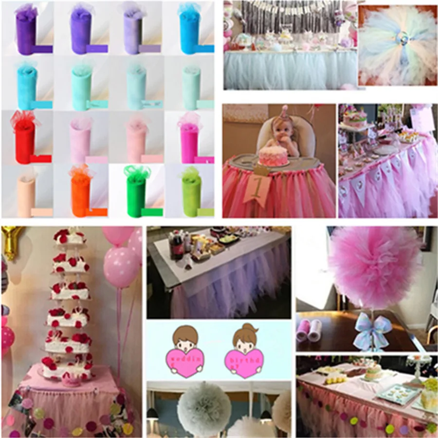 

15cm*25yard Tulle Tutu Table Skirt Custom Wonderland Tulle Table Skirting Wedding Birthday Baby Shower Party Decoration Supplies