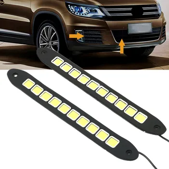 

2pcs Waterproof Car LED DRL Daytime Running Light 12V COB White Color Auto Car Driving Turning Flexible Strip Light Signal Lamp