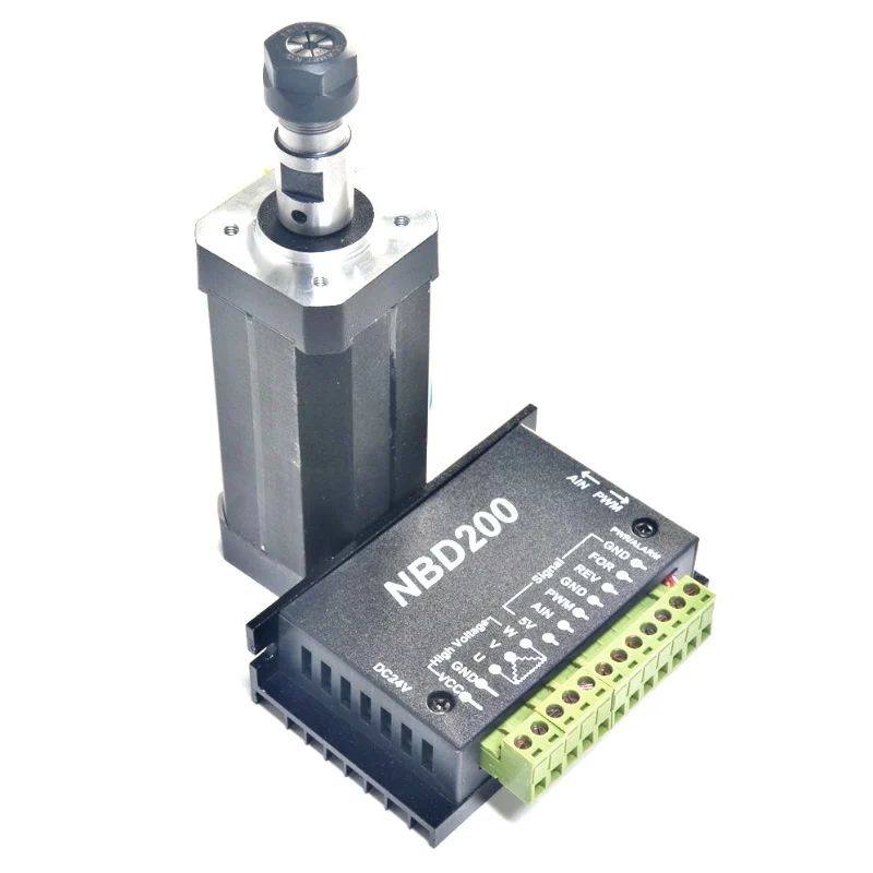 브러시리스 DC 모터 키트, 소형 모터 토크, 104W 24VDC 모터, 공랭식 스핀들, 브러시리스 ER11 + NBD200 B, 42mm
