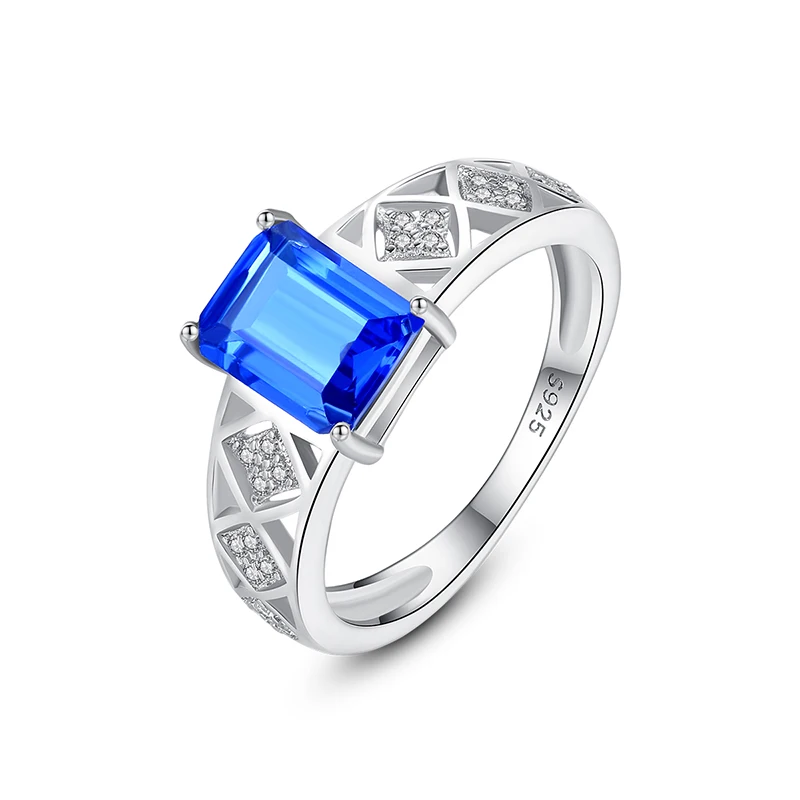 

Fenchen 925 Sterling Silver Rectangle Sapphire Engagement Rings for Women Mystic Cutting Bridals Wedding Anel Fine Jewelry AR151