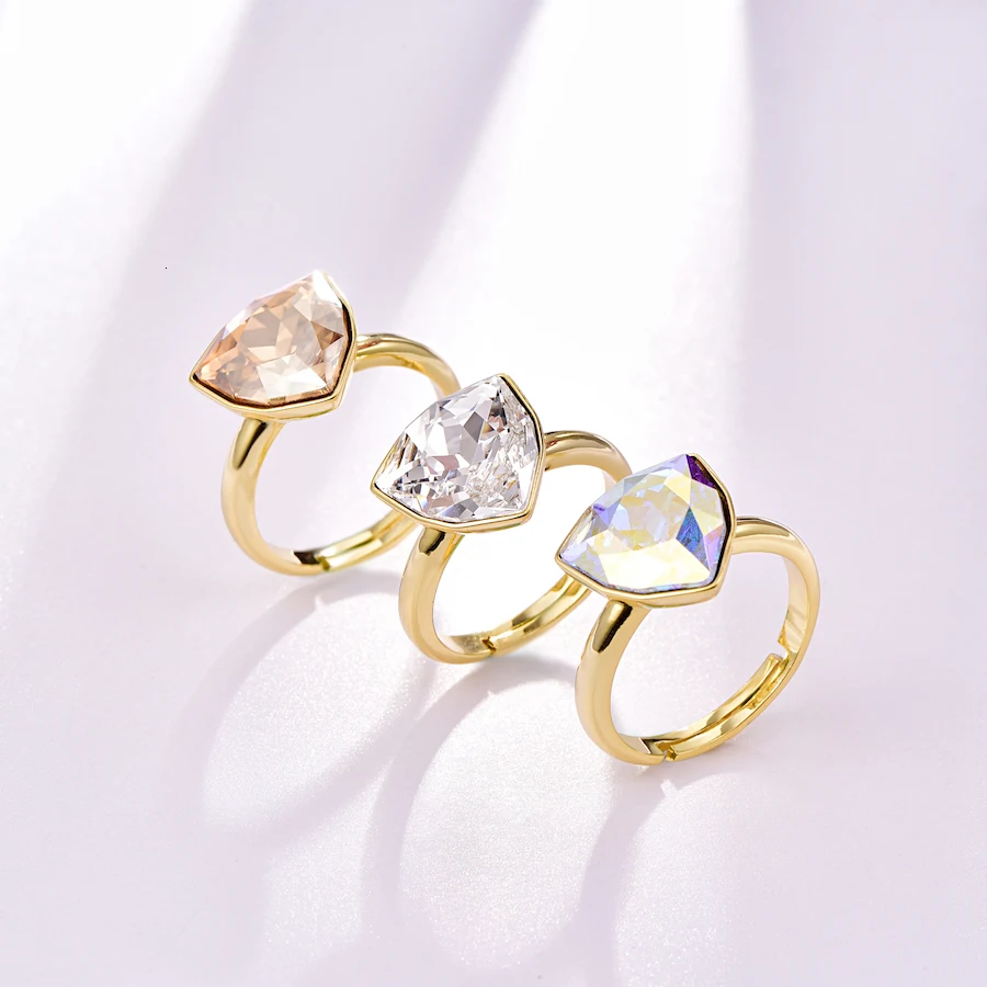 Роскошные открытые кольца с кристаллами SWAROVSKI для женщин, Новые Модные Элегантные женские Кольца для свадебной вечеринки, ювелирные аксессуары, подарок для девочки