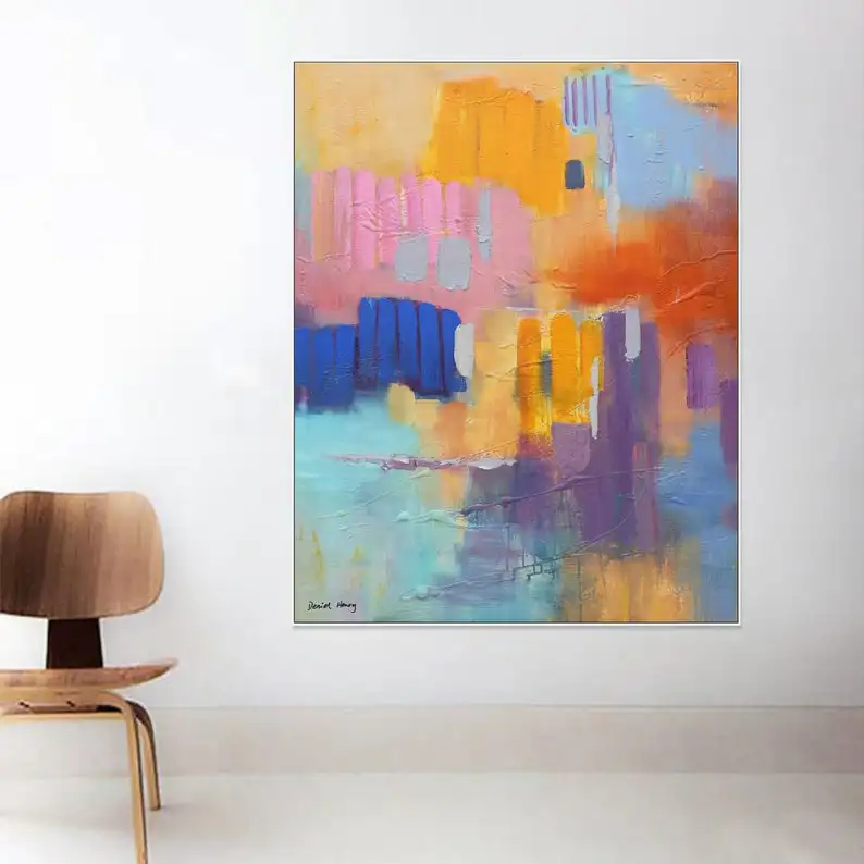 

Абстрактная масляная живопись ручной работы, декор для спальни, холст, искусство, большое искусство, холст, современное искусство, современная живопись, настенная живопись