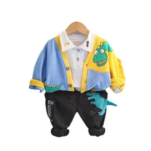 Nuevo otoño bebé niñas ropa de algodón ropa de los niños de chaqueta de dibujos animados camiseta pantalones 3 unids/set niño ropa Casual chándales infantiles