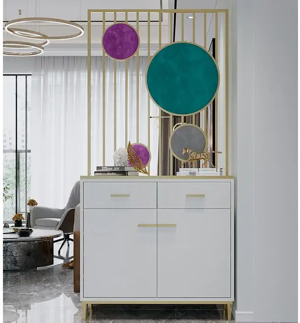 Nordic screen cabinet shoe cabinet integrated hall entrance porch light luxury living room iron partition cabine
