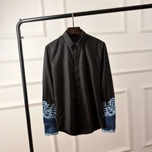 Мужская Повседневная рубашка с цветочной вышивкой и манжетами, осенняя Весенняя однотонная Повседневная рубашка с длинным рукавом размера плюс, деловая рубашка Camisa