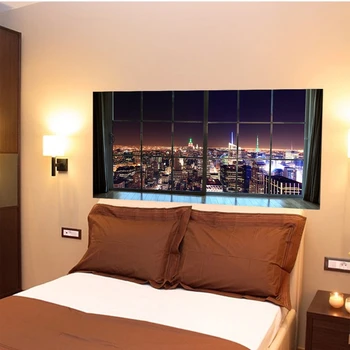 

City Building 3D Headboard Wall Decal Art Vinyl Bedside Sticker Removable Mural