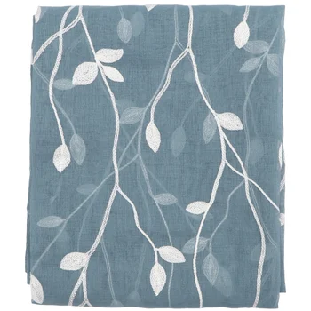 

1pc Willow Leaf Embroidered Gauze Curtain Transparent Curtain Gauze Thin Curtain Gauze for Living Room Bedroom (Dark Blue, 1x2.5