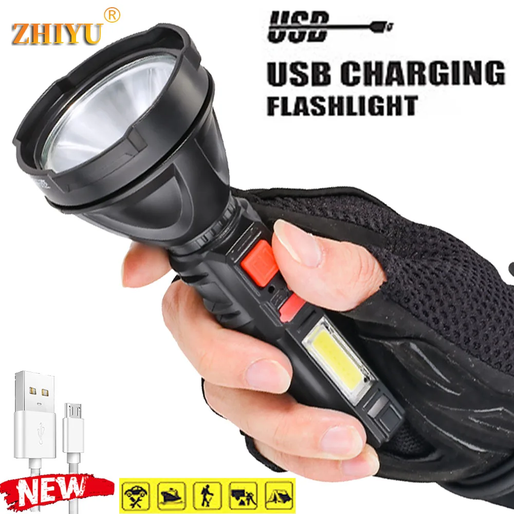 

Portable Super Bright Flashlight LED COB Flashlight Long-range USB Rechargeable Small Xenon Lamp Tactical Light Torch Lighter