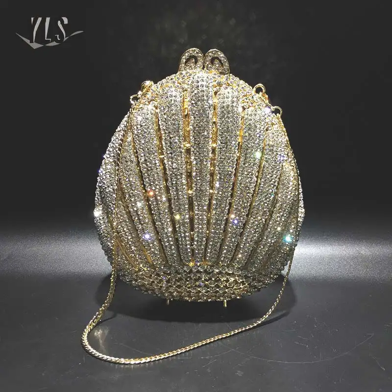 Bolso de mano con forma de concha para mujer, bolsa de lujo con diamantes  dorados, PARA CENA, cóctel, noche, Torebki Damskie, boda - AliExpress  Maletas y bolsas