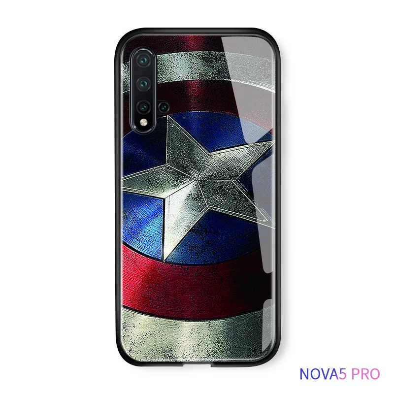 Captain America 2 Для huawei Nova 5 Pro Nova 5T ударопрочный чехол-накладка из закаленного стекла с супергероем Марвел Железным человеком Мягкий силиконовый чехол - Цвет: Captain America 2